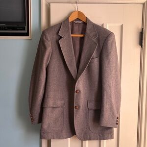 Classic Vintage Tan and Brown Tweed Blazer with Brown Buttons